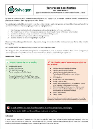 Plasterboard Specification