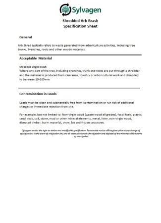 Shredded Brash Specification