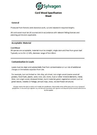 Cord Wood Specification