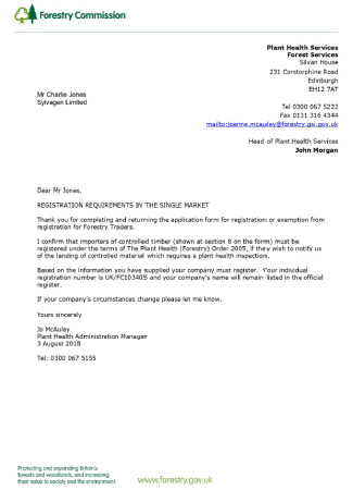 Forestry Commission (Now Forestry England) registration